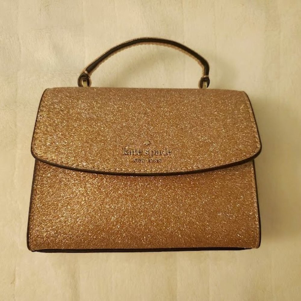 Kate Spade New York Darcy Glitter Micro Satchel Rose Gold